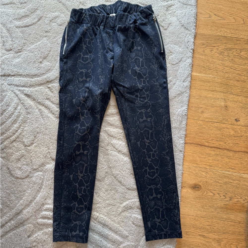 Navy Snake Print Jogger Pants by luxury brand Anatomie